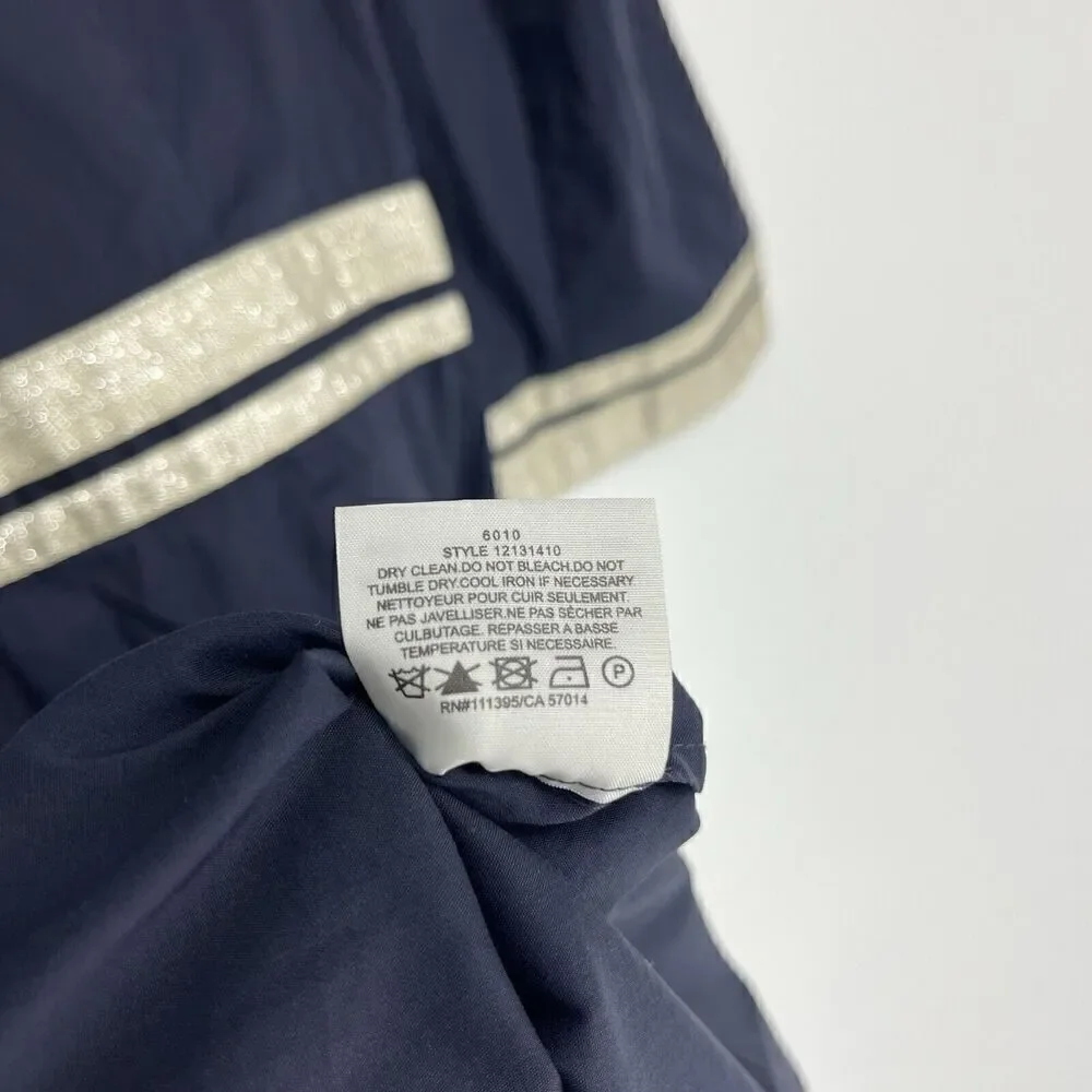 Tory Burch Dress Size 2 Navy Tunic Cotton Sheath Cruise 3/4 Sleeve Stretch
